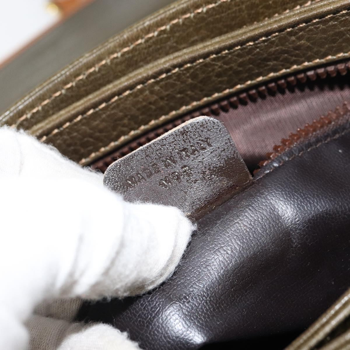 Celine Vintage Shoulder Bag Leather, KHAKI, LEATHER, Shoulder bag