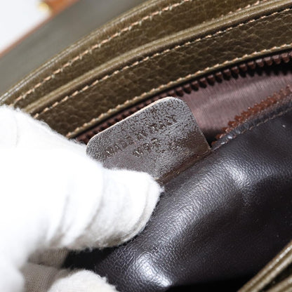 Celine Vintage Shoulder Bag Leather, KHAKI, LEATHER, Shoulder bag