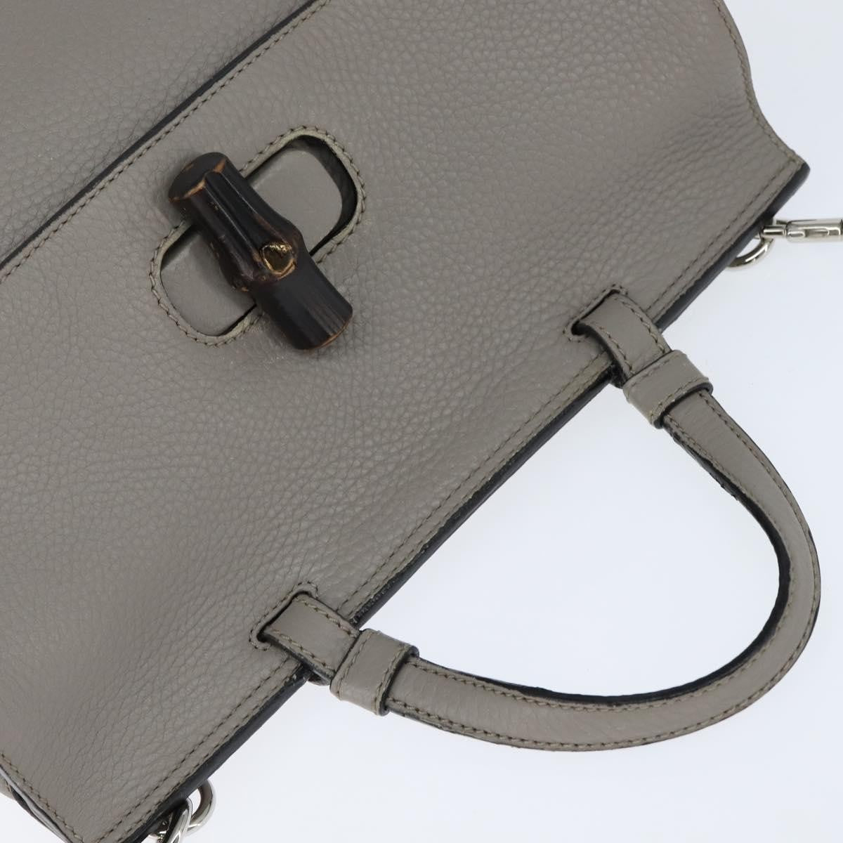 Gucci Bamboo Daily Top Handle Bag Leather, GRAY, LEATHER, Handbag