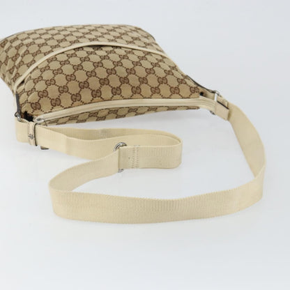 Gucci Zip Messenger GG Canvas with Perforated Leather, BEIGE, CANVAS, Shoulder bag