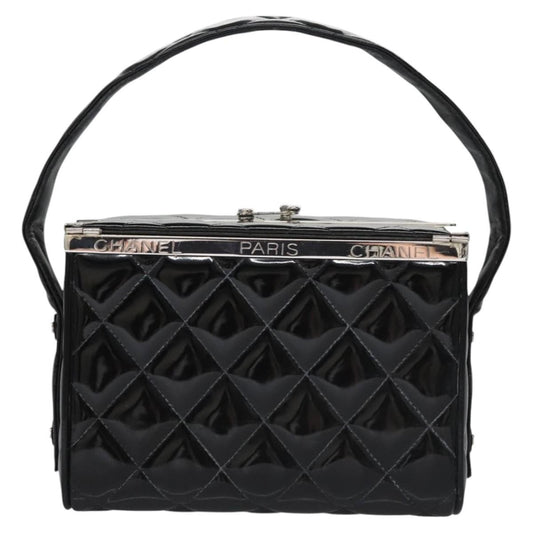 Chanel Vintage Metal Box Bag Quilted patent, Black, Patent Leather, Handbag