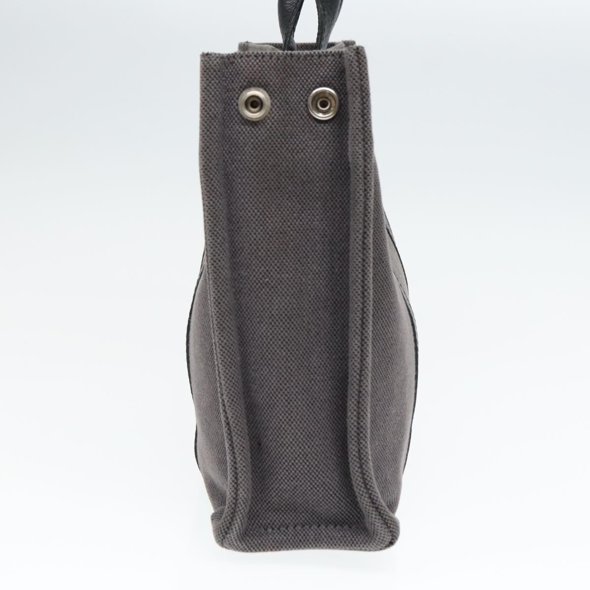 Hermes Sac Harnais Tote Toile and Leather, GRAY, CANVAS, Tote bag