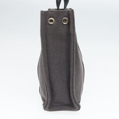 Hermes Sac Harnais Tote Toile and Leather, GRAY, CANVAS, Tote bag