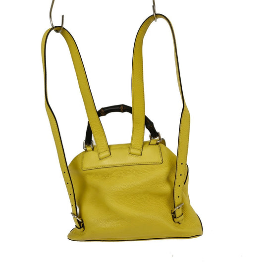 Gucci Bamboo Tassel Backpack Leather, YELLOW, LEATHER, Backpack