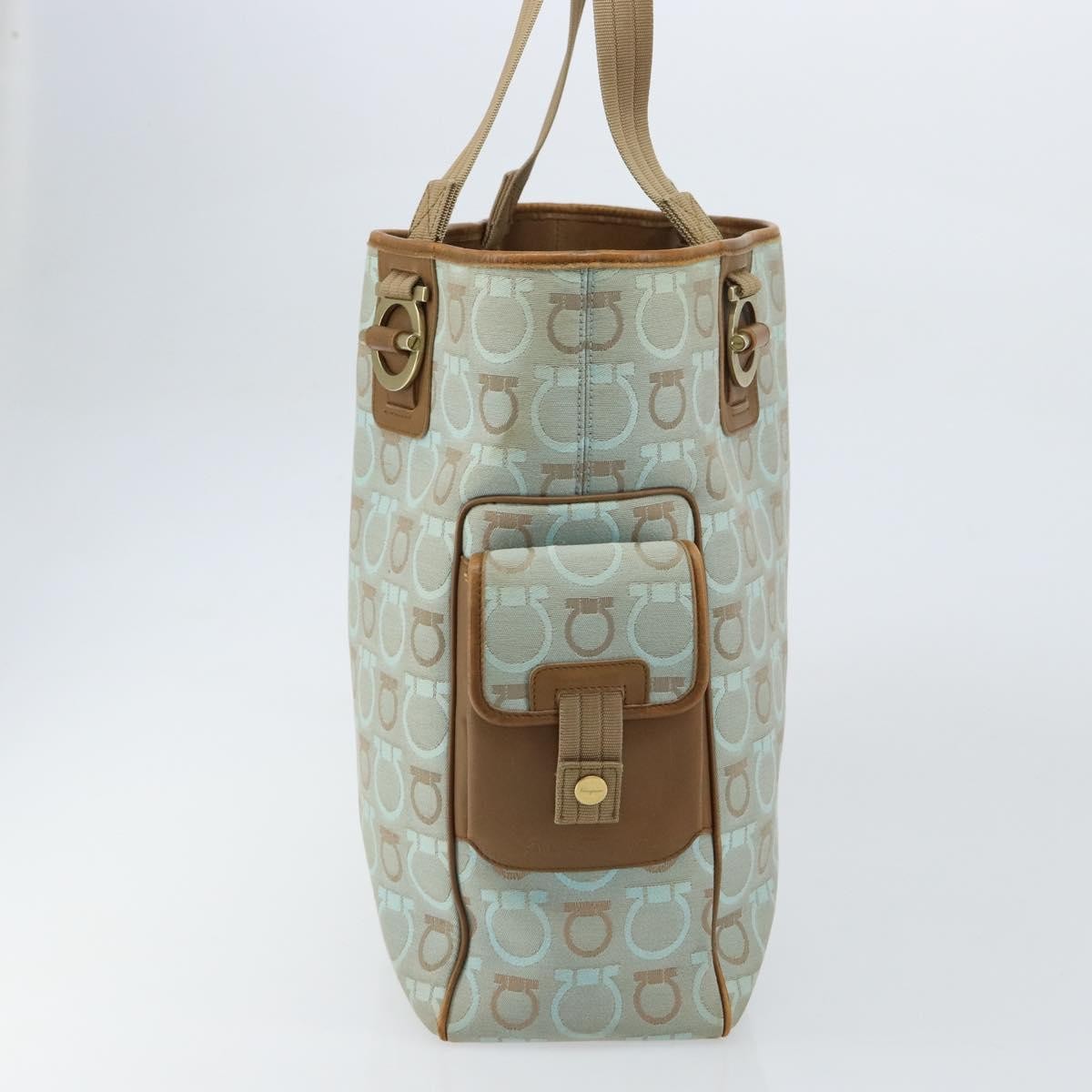Salvatore Ferragamo Gancini Tote Gancini Canvas, BLUE, CANVAS, Tote bag