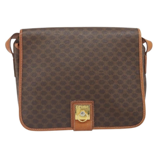 Celine Vintage Macadam Shoulder Bag Canvas and Leather, BROWN, CANVAS, Shoulder bag