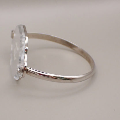 Chanel CC Logo Mirror Bangle Bracelet Metal and Plastic, SILVER, SILVER_PLATED, Bracelet