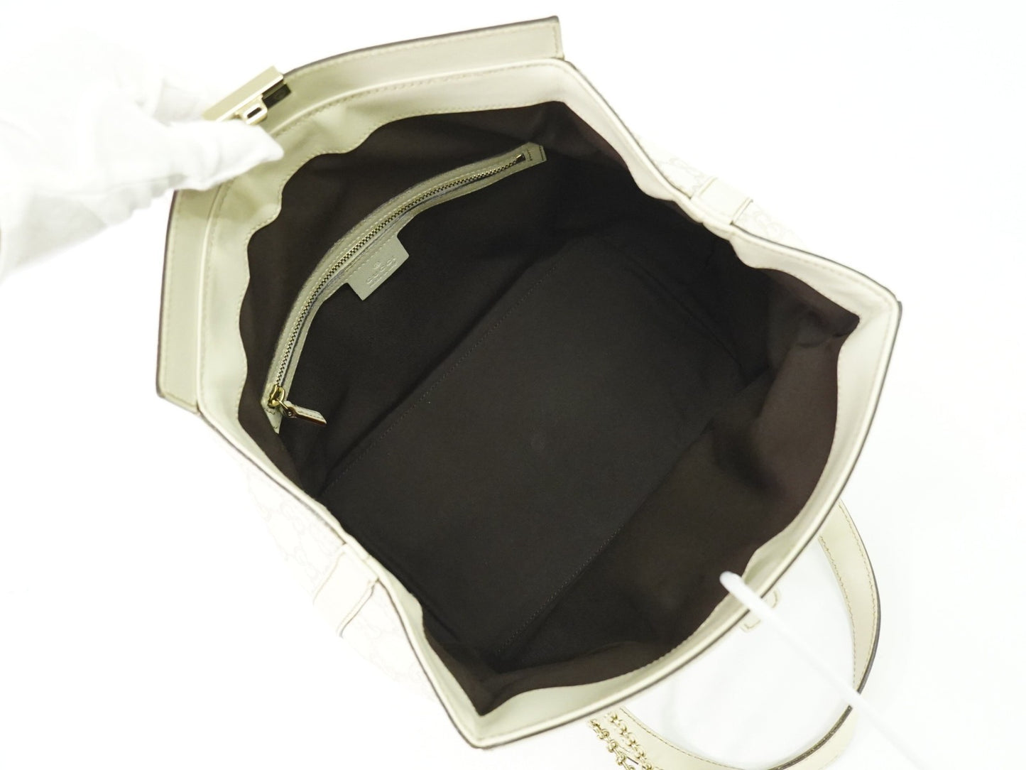 Gucci Treasure Tote Guccissima Leather, ECRU, LEATHER, Handbag