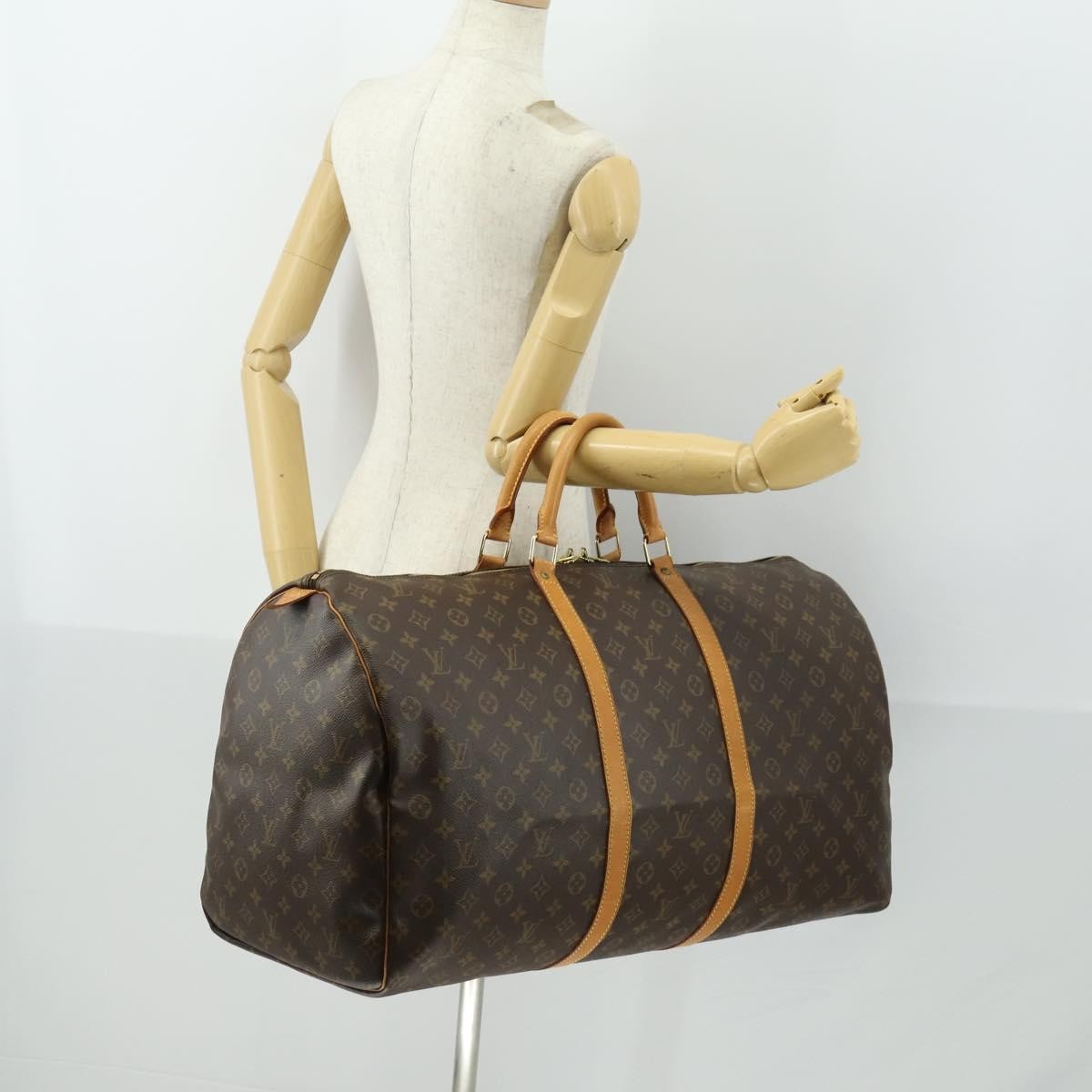 Louis Vuitton Keepall Bag Monogram Canvas, BROWN, CANVAS, Travel bag