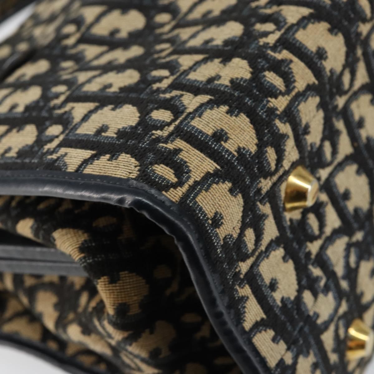 Christian Dior Vintage Trotter Handbag Canvas, NAVY, CANVAS, Handbag