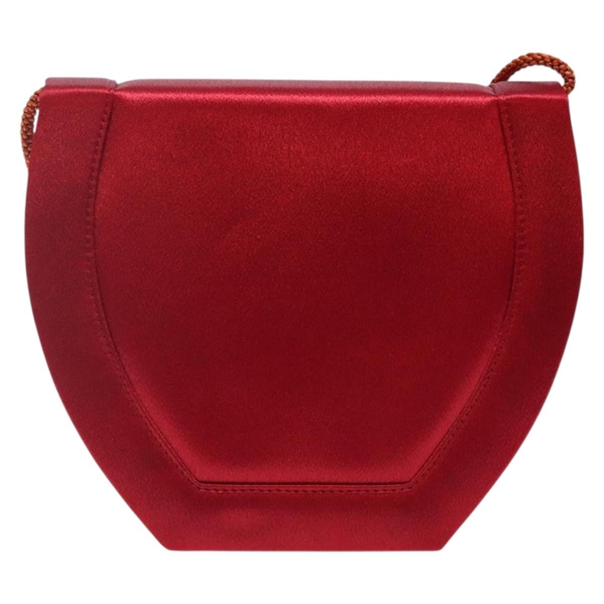 Saint Laurent Vintage Flap Crossbody Bag Silk, RED, SATIN, Clutche & pouche