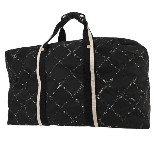 Chanel Travel Line Duffle Bag Printed Nylon, BLACK, NYLON, Travel bag