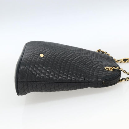 Bally Vintage Chain Shoulder Bag Quilted Leather, NAVY, LEATHER, Shoulder bag