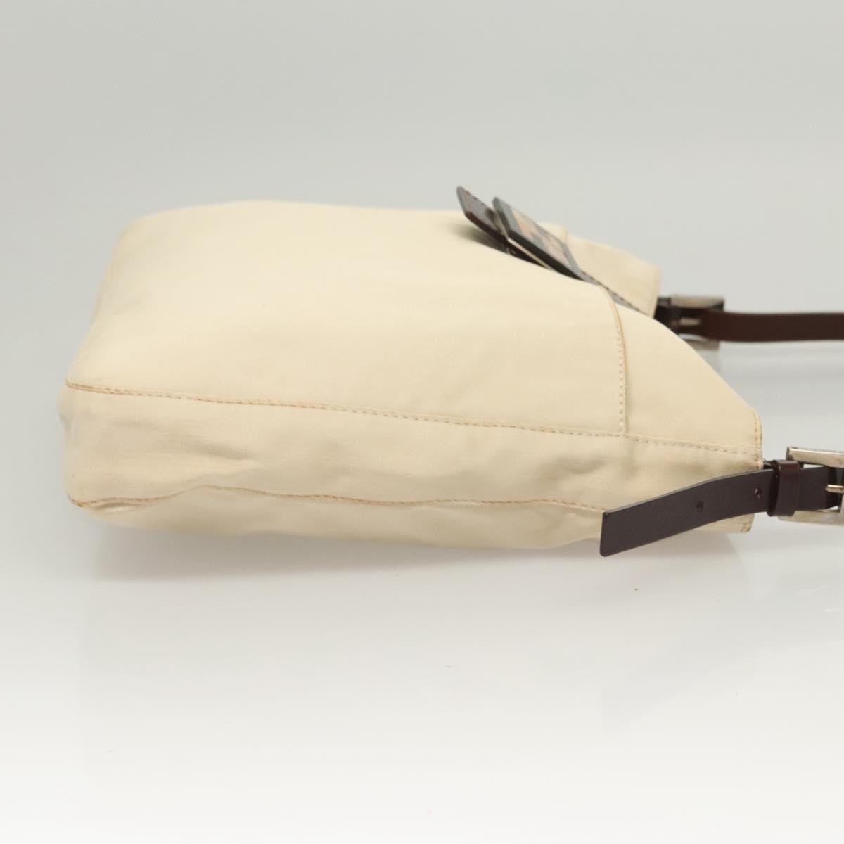 Fendi Vintage FF Buckle Shoulder Bag Canvas, WHITE, CANVAS, Shoulder bag