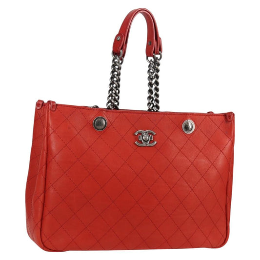 Chanel Shopping Tote Quilted Caviar, Orange, Leather, Shoulder Bag