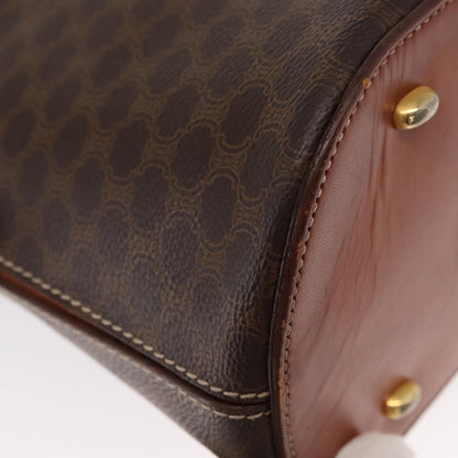 Celine Vintage Macadam Handbag Canvas and Leather, BROWN, CANVAS, Handbag