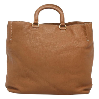 Prada Embossed Logo Convertible Open Tote Vitello Daino, BROWN, LEATHER, Tote bag