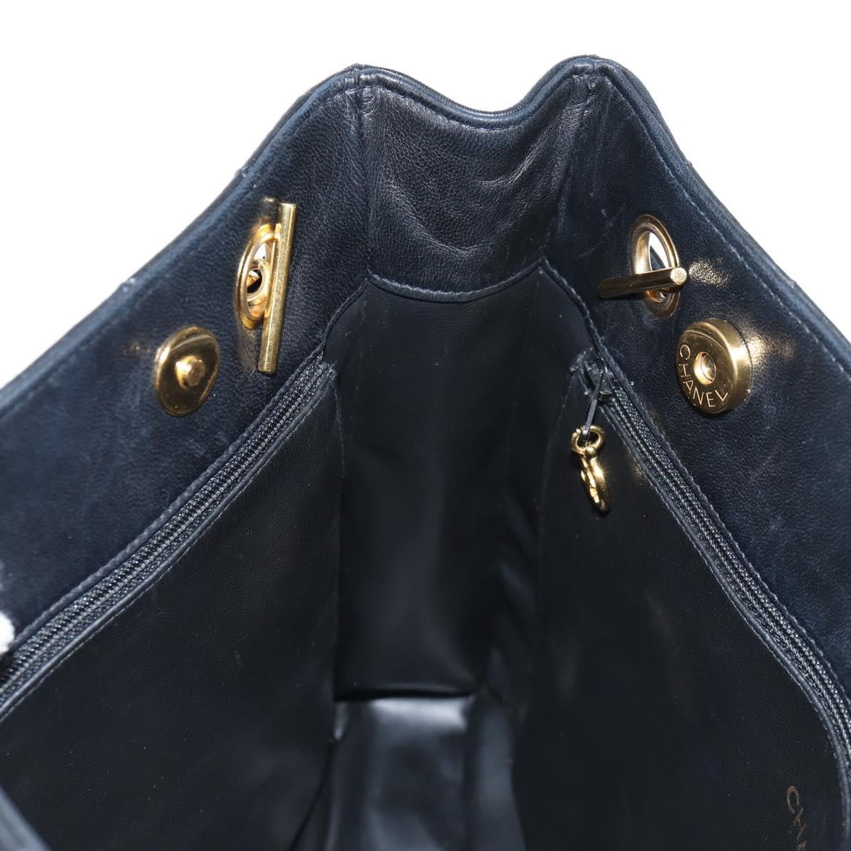 Chanel Vintage Shopping Tote Quilted Lambskin, BLACK, LEATHER, Tote bag