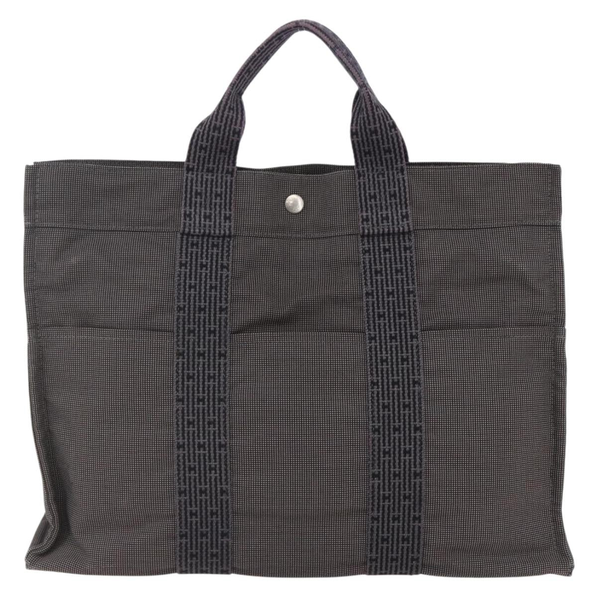 Hermes Fourre Tout Tote Canvas, GRAY, CANVAS, Tote bag