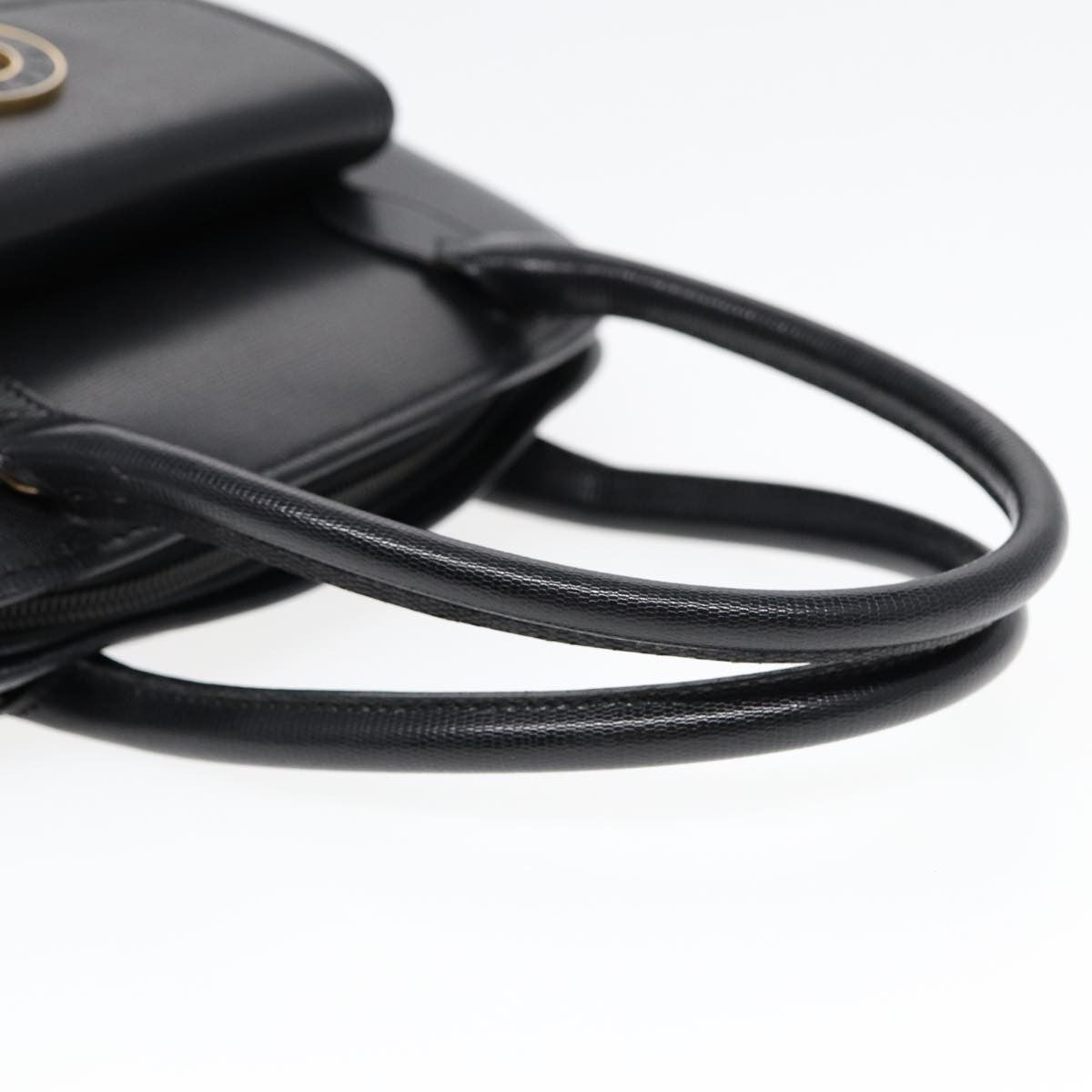 Celine Circle Logo Handbag Leather, BLACK, LEATHER, Handbag