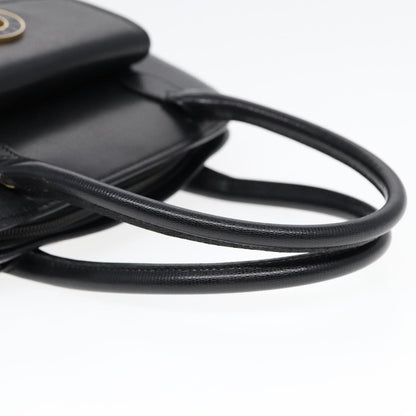 Celine Circle Logo Handbag Leather, BLACK, LEATHER, Handbag