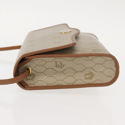 Christian Dior Vintage Honeycomb Flap Crossbody Bag Canvas and Leather, BEIGE, CANVAS, Shoulder bag