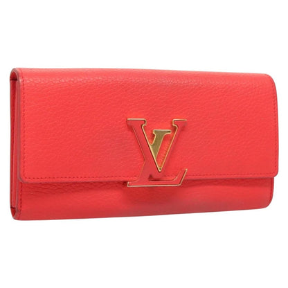 Louis Vuitton Capucines Long Wallet Leather, RED, LEATHER, Wallets
