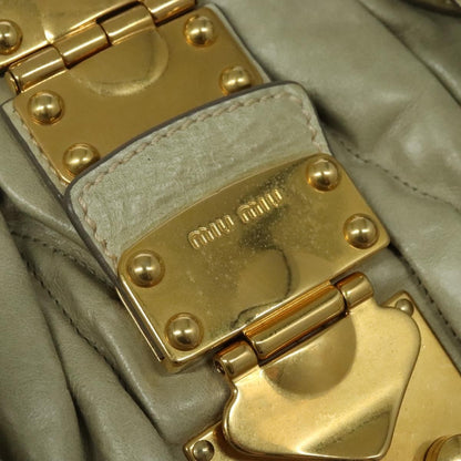 Miu Miu Coffer Convertible Satchel Leather, BEIGE, LEATHER, Handbag