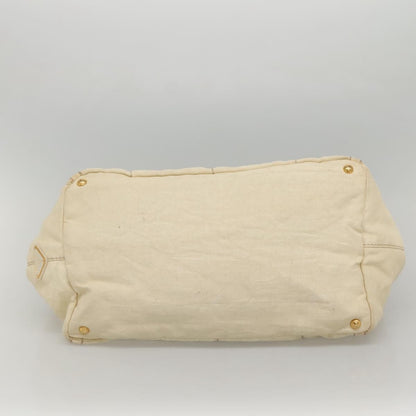 Prada Canapa Convertible Tote Canvas, WHITE, CANVAS, Tote bag