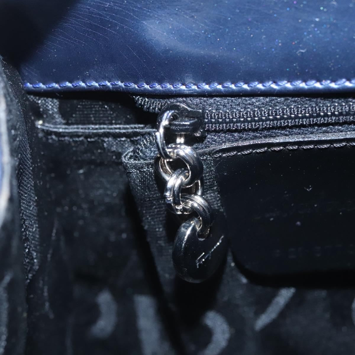 Salvatore Ferragamo Gancini handbag Patent leather, BLUE, PATENT_LEATHER, Handbag