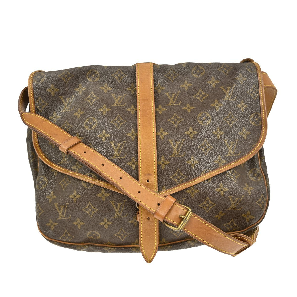 Louis Vuitton Saumur Handbag Monogram Canvas, BROWN, CANVAS, Shoulder bag