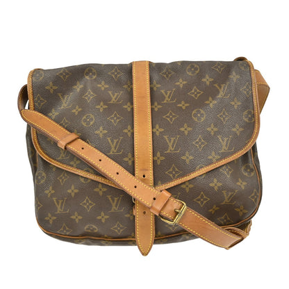 Louis Vuitton Saumur Handbag Monogram Canvas, BROWN, CANVAS, Shoulder bag