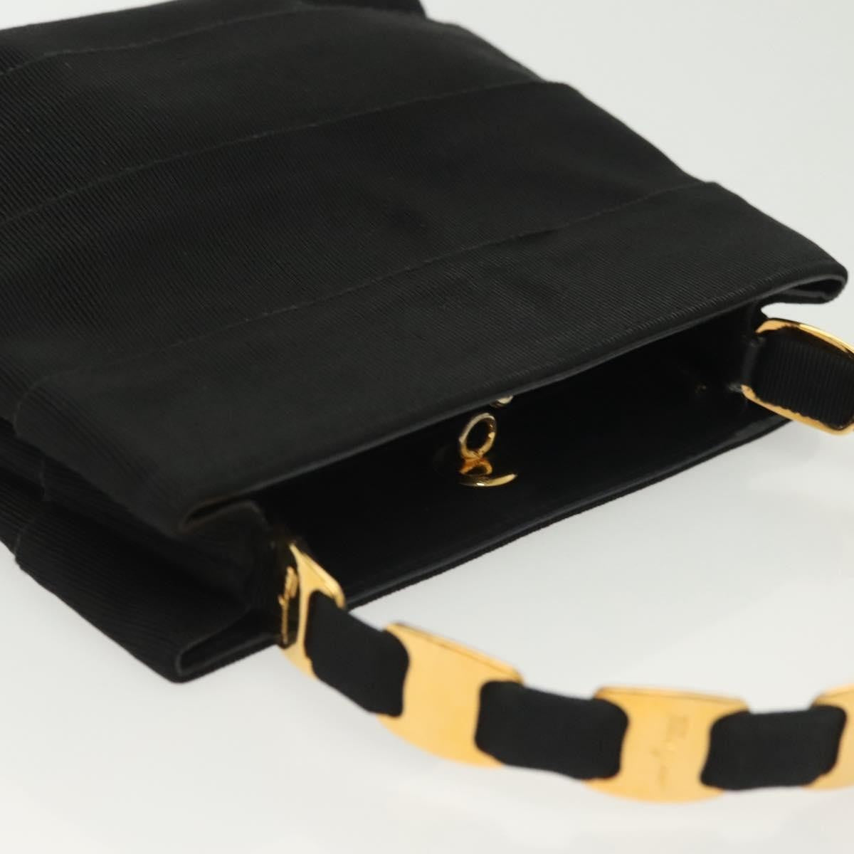 Salvatore Ferragamo Vala Handbag Canvas, BLACK, CANVAS, Handbag