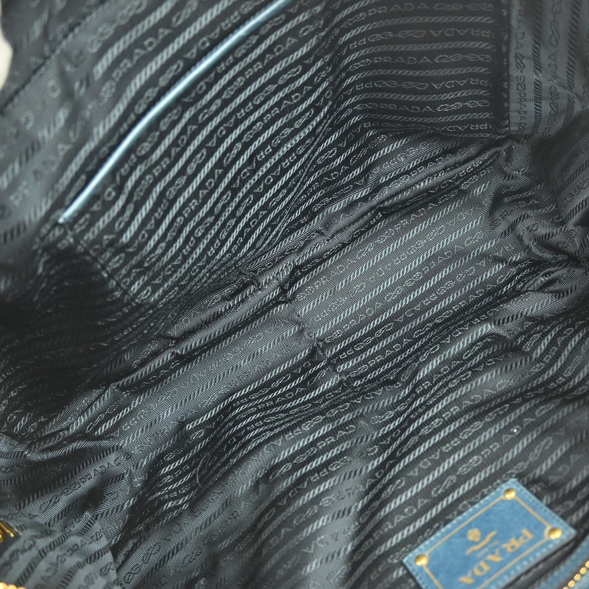 Prada Convertible Bauletto Bag Vitello Shine, BLUE, LEATHER, Handbag