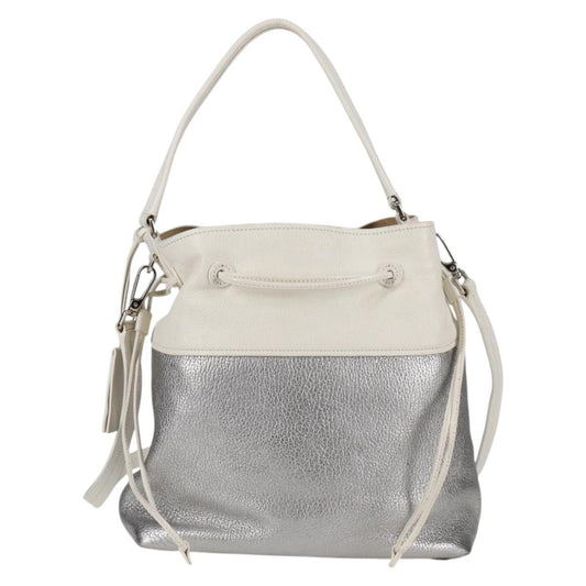 Miu Miu Drawstring Satchel Leather, SILVER, LEATHER, Handbag