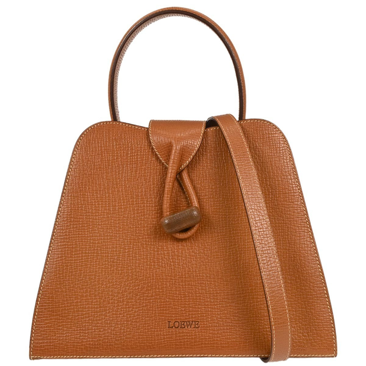 Loewe Turn Lock Leather, BROWN, LEATHER, Handbag