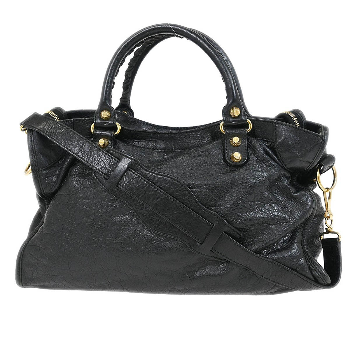 Balenciaga City Giant Studs Bag Leather, BLACK, LEATHER, Handbag