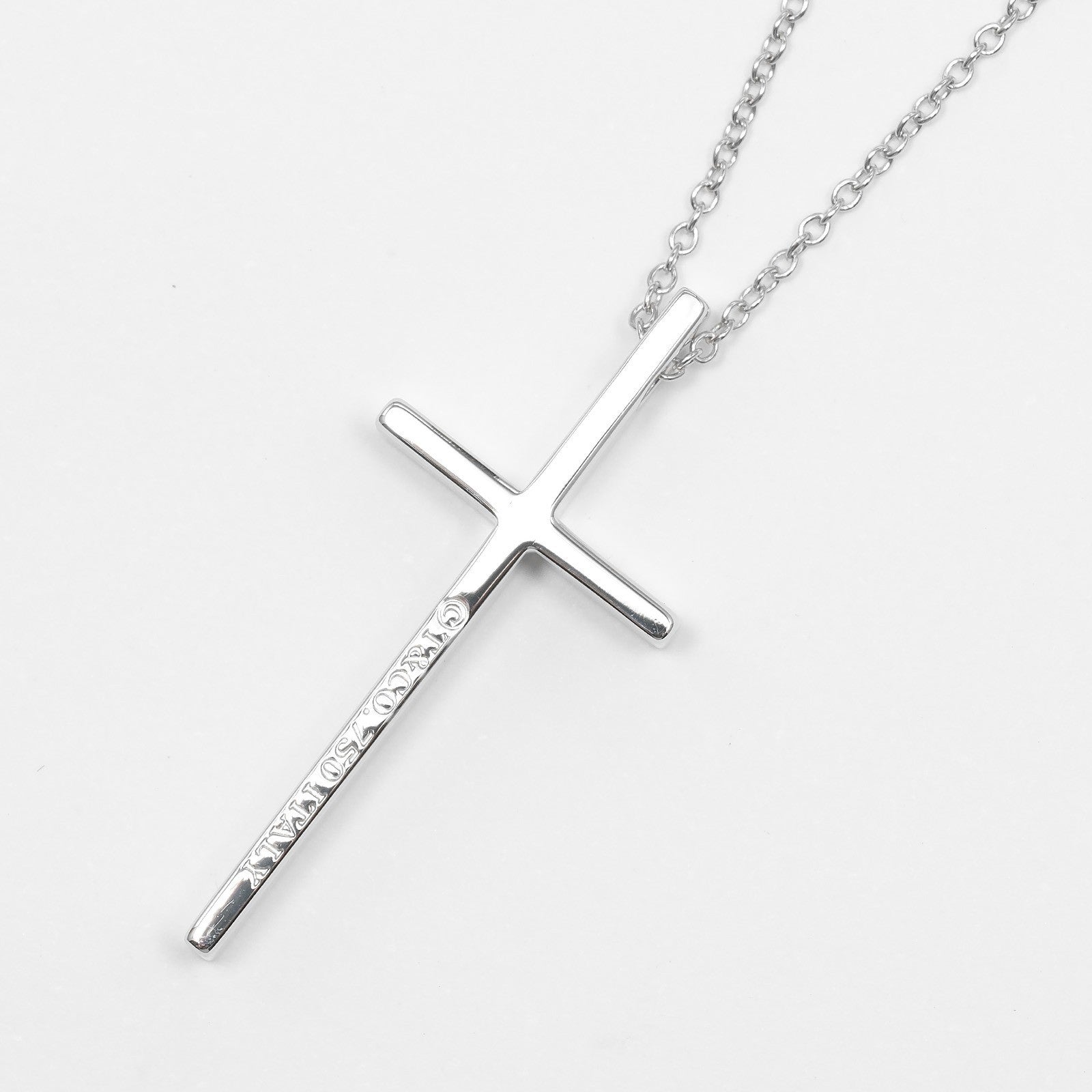 Tiffany & Co. Metro Cross Pendant Necklace 18K White Gold and Diamonds, SILVER, WHITE_GOLD, Necklace