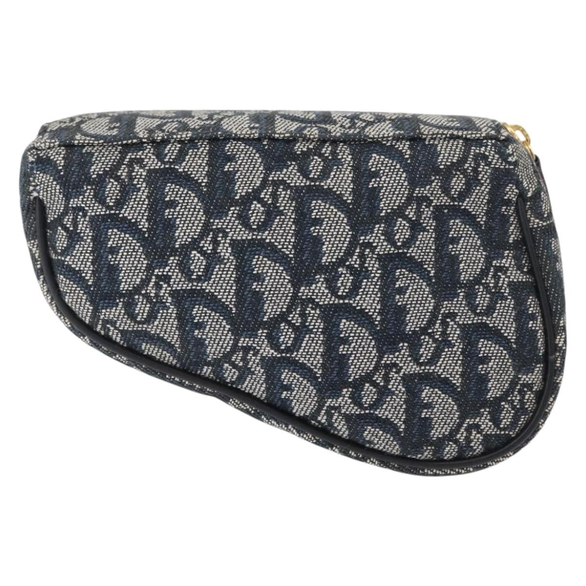 Christian Dior Saddle Zip Pouch Diorissimo Canvas, BLUE, CANVAS, Clutche & pouche