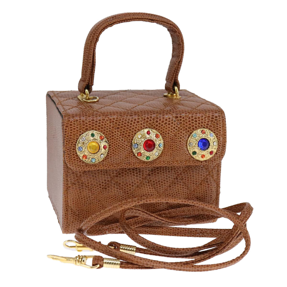 Fendi Vanity Clutch Leather, BROWN, LEATHER, Handbag