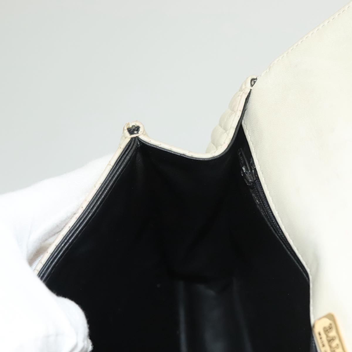 Bally Vintage Chain Shoulder Bag Quilted Leather, WHITE, LEATHER, Shoulder bag