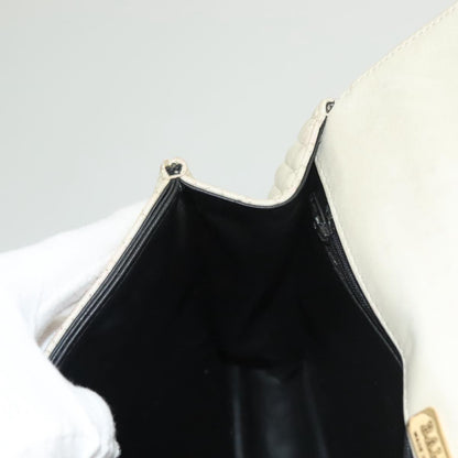 Bally Vintage Chain Shoulder Bag Quilted Leather, WHITE, LEATHER, Shoulder bag