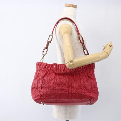 Christian Dior Delices Tote Cannage Quilt Leather, RED, LEATHER, Tote bag