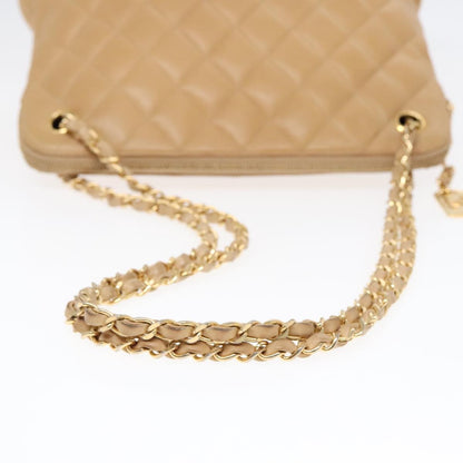 Chanel Vintage Chain Shoulder Bag Quilted Lambskin, BEIGE, LEATHER, Shoulder bag