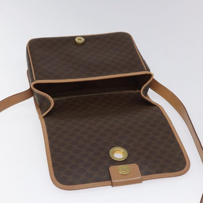 Celine Vintage Macadam Shoulder Bag Canvas and Leather, Brown, Canvas, Shoulder Bag