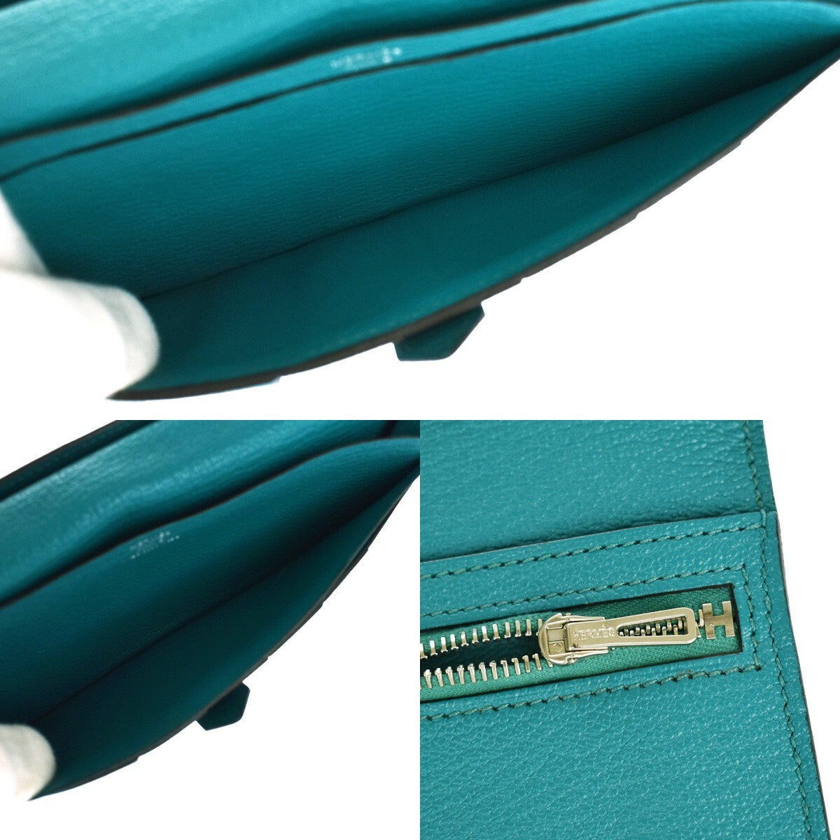 Hermes Bearn Wallet Chevre Mysore, BLUE, LEATHER, Wallets