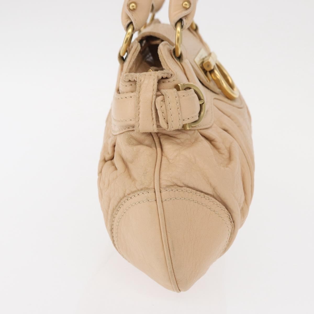 Salvatore Ferragamo Gancini handbag Leather, BEIGE, LEATHER, Handbag