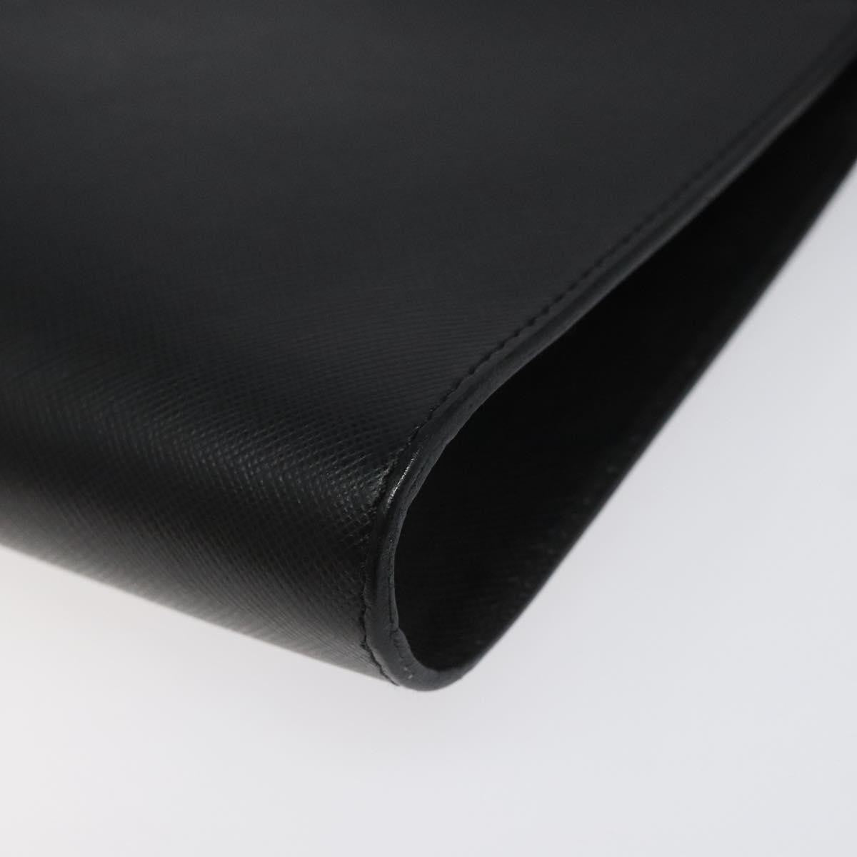 Salvatore Ferragamo Gancini Pouch Leather, BLACK, LEATHER, Clutche & pouche