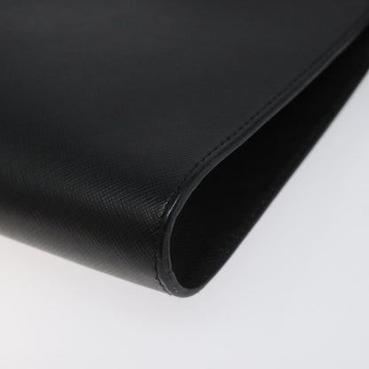 Salvatore Ferragamo Gancini Pouch Leather, BLACK, LEATHER, Clutche & pouche