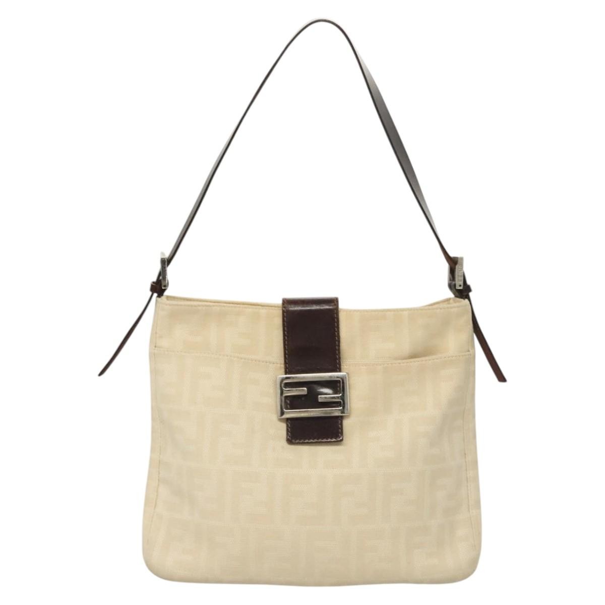 Fendi Mamma Baguette Shoulder Bag Canvas, BEIGE, CANVAS, Shoulder bag